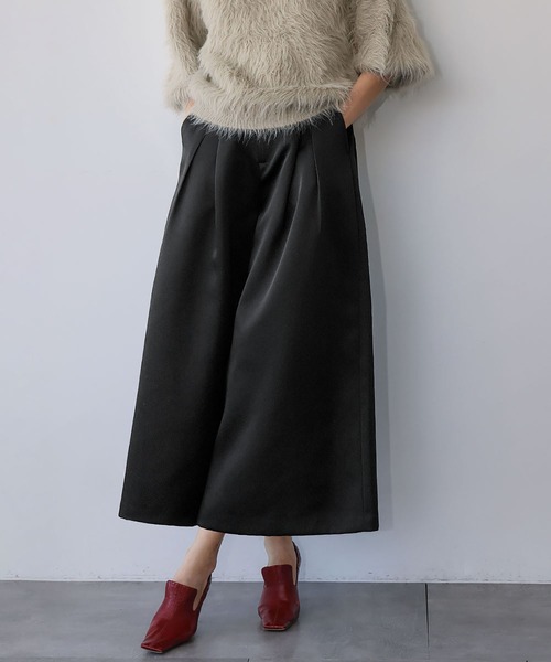 ELFRANK パンツ 「2025AW」サテン タック ガウチョパンツ