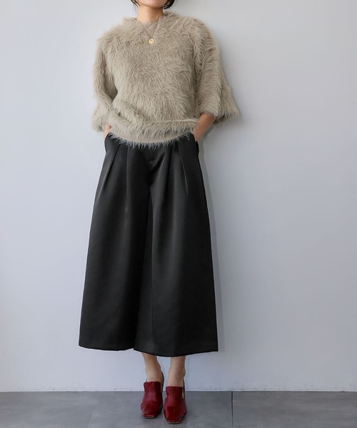 ELFRANK パンツ 「2025AW」サテン タック ガウチョパンツ