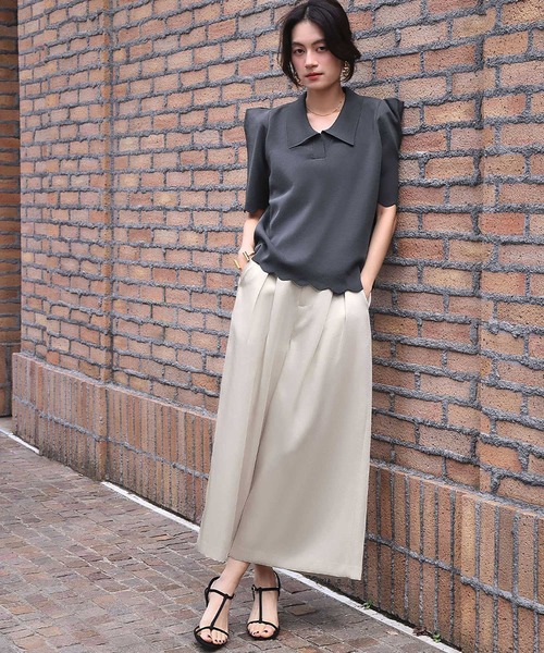 ELFRANK パンツ 「2025AW」サテン タック ガウチョパンツ