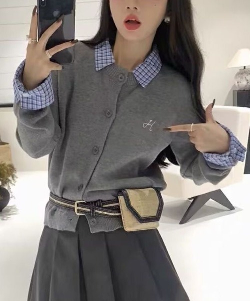 gossip!ロサンゼルス カーディガン チェックシャツ×カーディガン