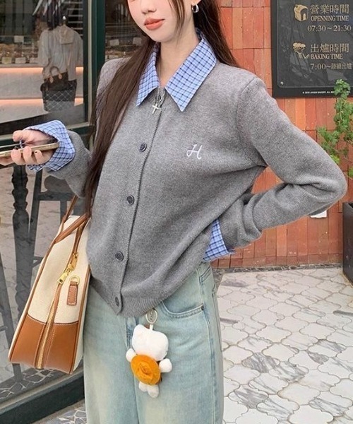 gossip!ロサンゼルス カーディガン チェックシャツ×カーディガン