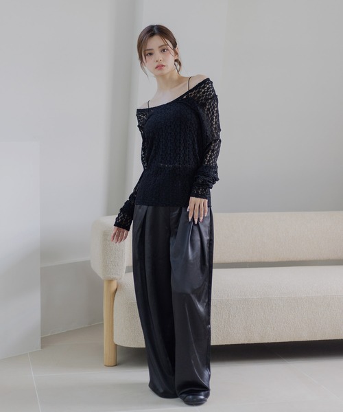 machatt サテンタックワイドパンツ&トップス　38 ワイドパンツ パンツ サテンタックワイドパンツ レディース : ZOZOTOWN