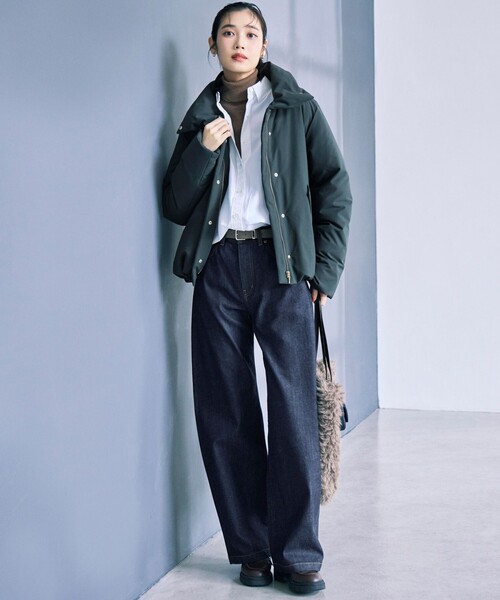 ☆美品23区ダウンコート☆ Aライン　ベルト付き ブラック黒40size 滝沢眞規子さん着用】リュクス ダウンコート（ダウンジャケット/コート