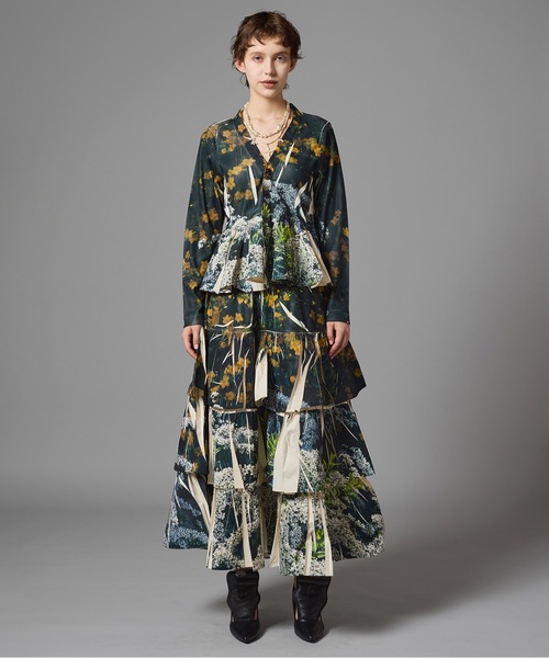NON TOKYO（ノントーキョー） スカート DIRECT PRINT RIB GATHER LONG