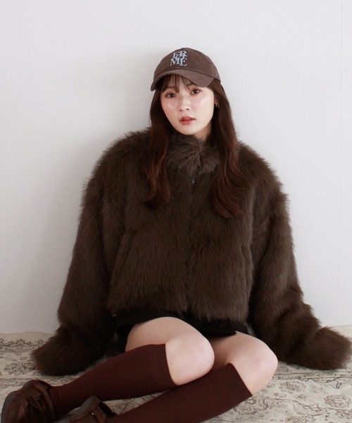 ブラウン ファーコート ショート丈 Re:EDIT（リエディ） ブルゾン アウター 「ZOZOTOWN限定再販」ビッグ