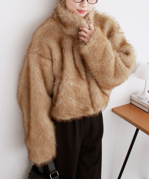 Reurie'（レウリィ） コート アウター ミックスファーショートコート