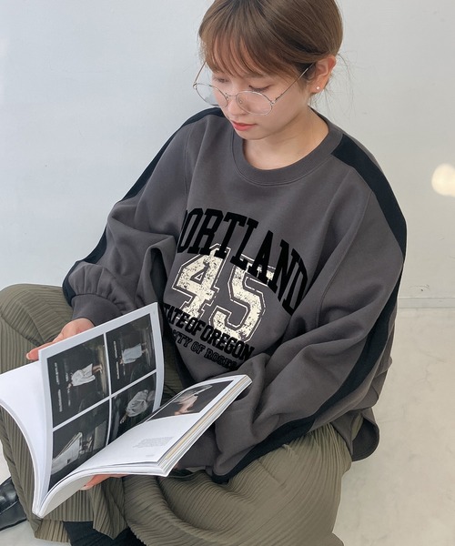 AS KNOW AS（アズノゥアズ） トレーナー スウェット袖ライン ナンバー