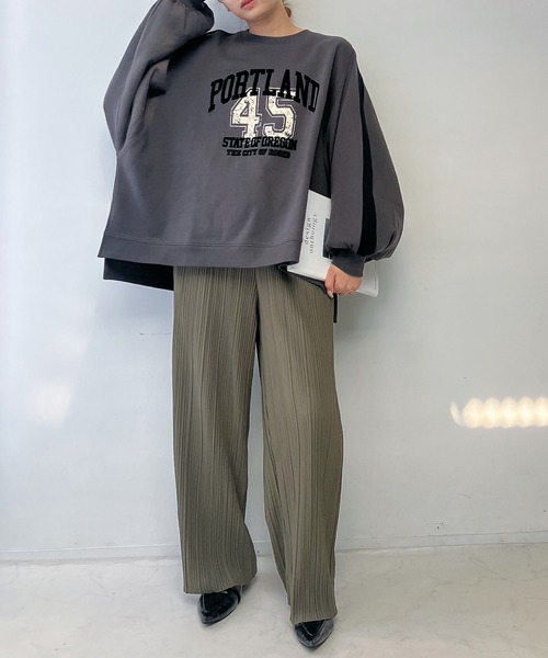 AS KNOW AS（アズノゥアズ） トレーナー スウェット袖ライン ナンバー