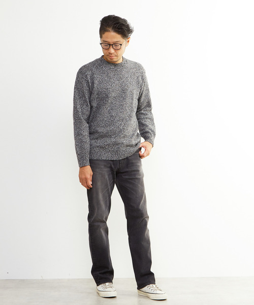 MEN'S MELROSE セーター ニット ミックスカラークルーネックニット
