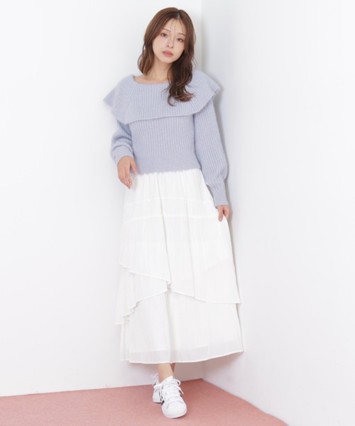 00s ジュンヤワタナベ コムデギャルソン ティアードスカート ホワイト JILL by JILL STUART（ジルバイジルスチュアート） スカート 割線