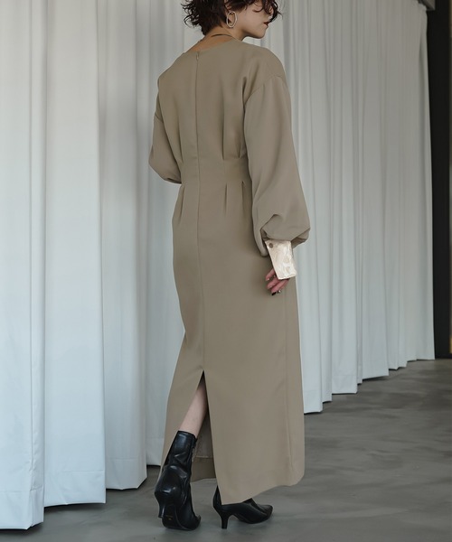 「Ezick」 長袖ワンピース FREE ブラック レディース_画像4