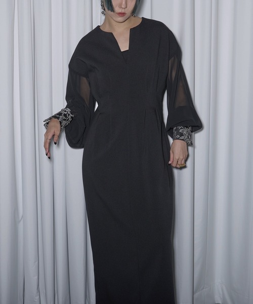 「Ezick」 長袖ワンピース FREE ブラック レディース_画像8