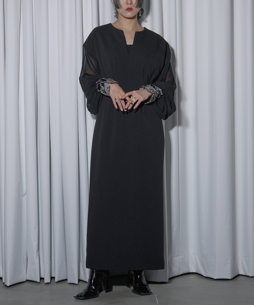 「Ezick」 長袖ワンピース FREE ブラック レディース_画像9
