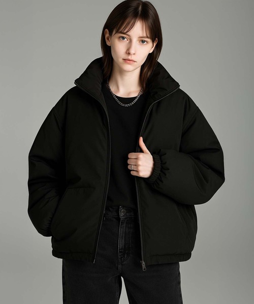 ジャケット・アウター 00001 ビッグシルエット ハイネック ボリュームスリーブ中綿ジャケット MONO