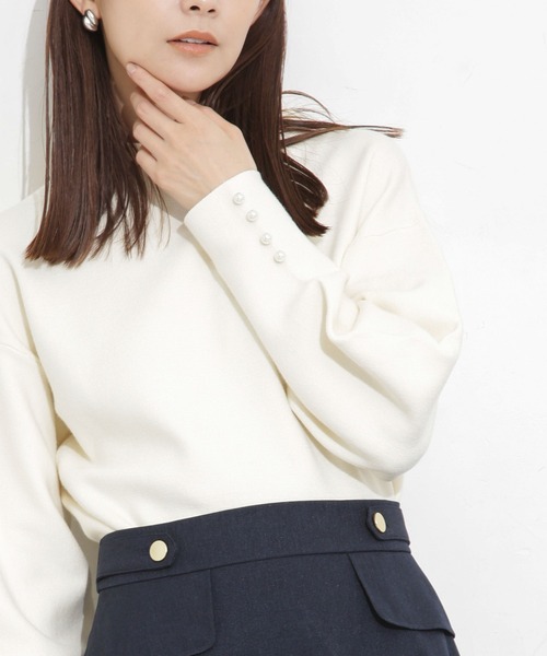 「NANO universe」 長袖ニット FREE ネイビー レディース_画像2