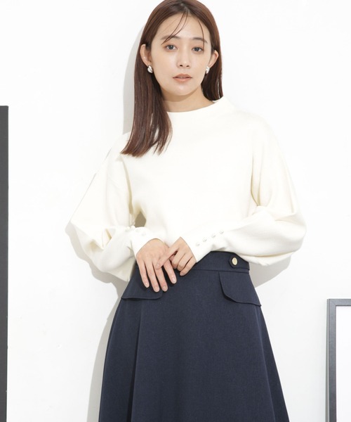 「NANO universe」 長袖ニット FREE ネイビー レディース_画像4