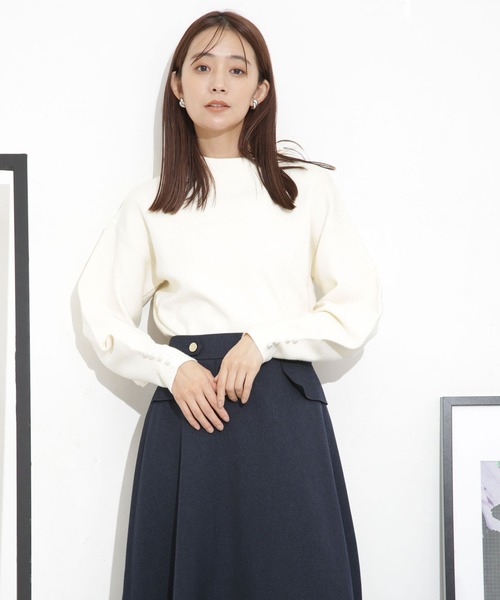 「NANO universe」 長袖ニット FREE ネイビー レディース_画像5