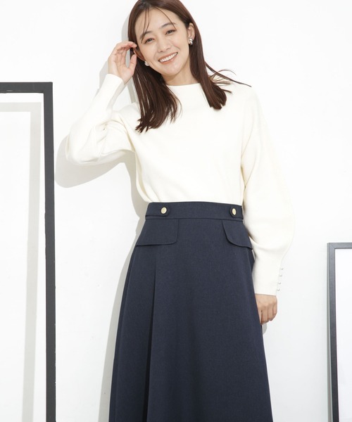 「NANO universe」 長袖ニット FREE ネイビー レディース_画像6