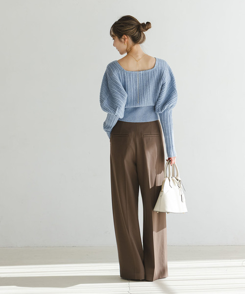 NOBLE（ノーブル） ニット セーター カシュクールランダムリブニット