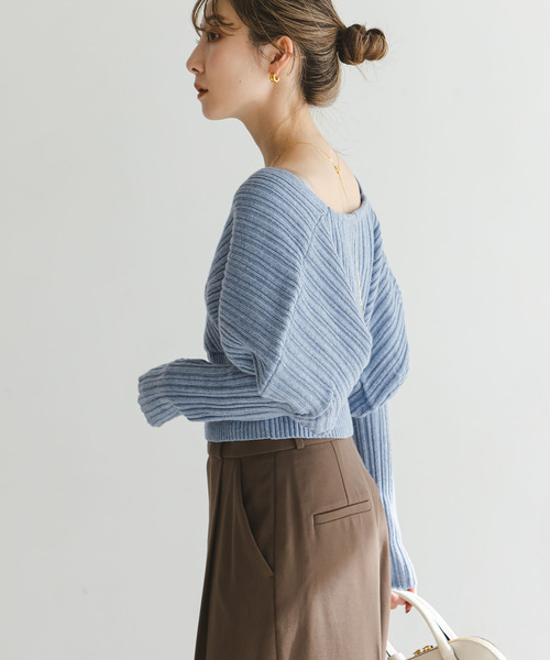 NOBLE（ノーブル） ニット セーター カシュクールランダムリブニット