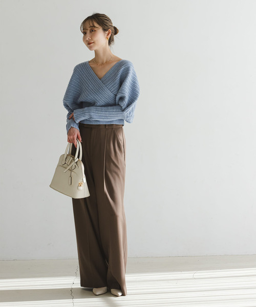 NOBLE（ノーブル） ニット セーター カシュクールランダムリブニット