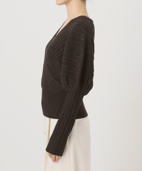 NOBLE（ノーブル） ニット セーター カシュクールランダムリブニット