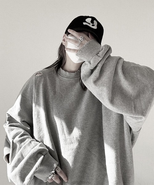 トレーナー/スウェット yaca YACA（ヤーカ） トレーナー スウェット Cutting Damage Sweat