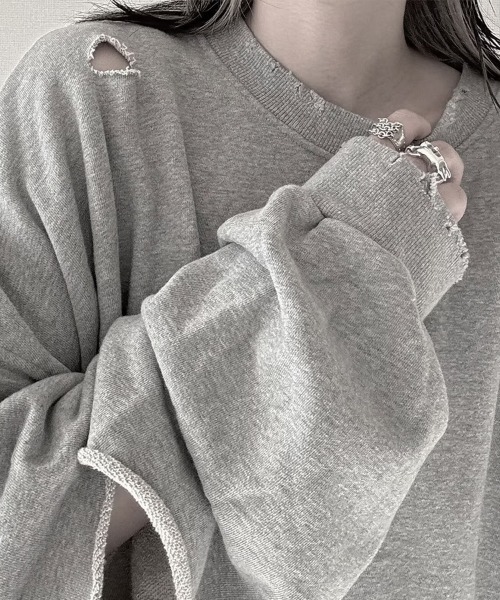 YACA（ヤーカ） トレーナー スウェット Cutting Damage Sweat