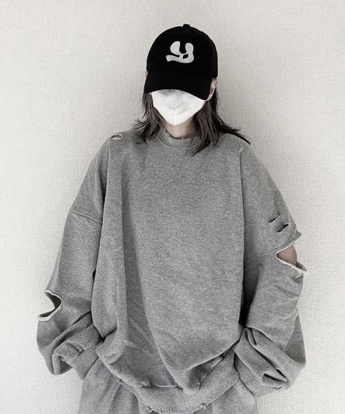 トレーナー/スウェット yaca YACA（ヤーカ） トレーナー スウェット Cutting Damage Sweat