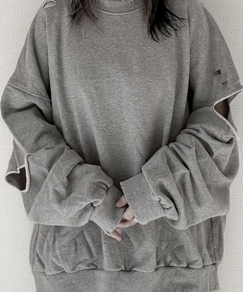 トレーナー/スウェット yaca YACA（ヤーカ） トレーナー スウェット Cutting Damage Sweat