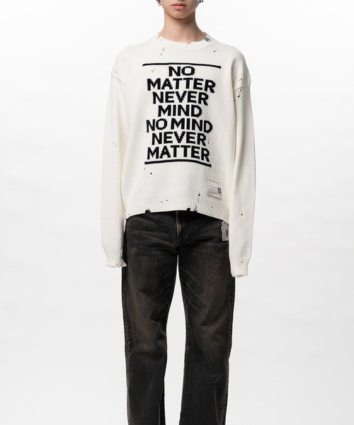 セーター ニット Message Jacquard Knit Sweater メンズの画像