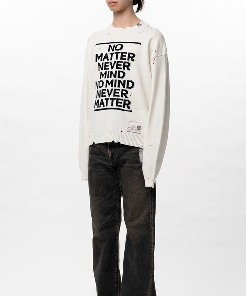 セーター ニット Message Jacquard Knit Sweater メンズの画像