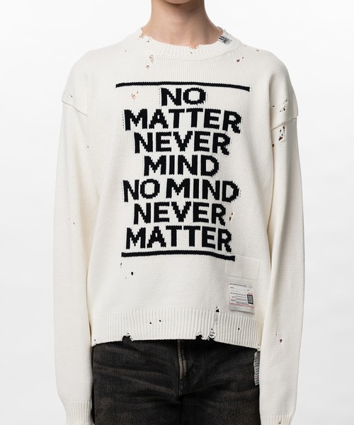セーター ニット Message Jacquard Knit Sweater メンズの画像