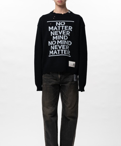 セーター ニット Message Jacquard Knit Sweater メンズの画像