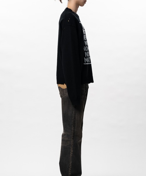 セーター ニット Message Jacquard Knit Sweater メンズの画像