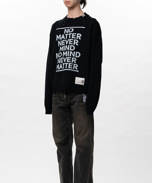 セーター ニット Message Jacquard Knit Sweater メンズの画像