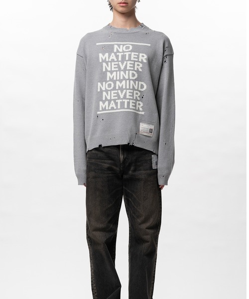 セーター ニット Message Jacquard Knit Sweater メンズの画像