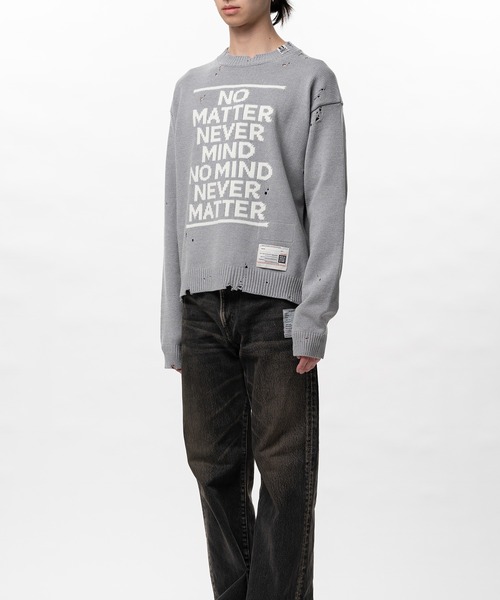 セーター ニット Message Jacquard Knit Sweater メンズの画像