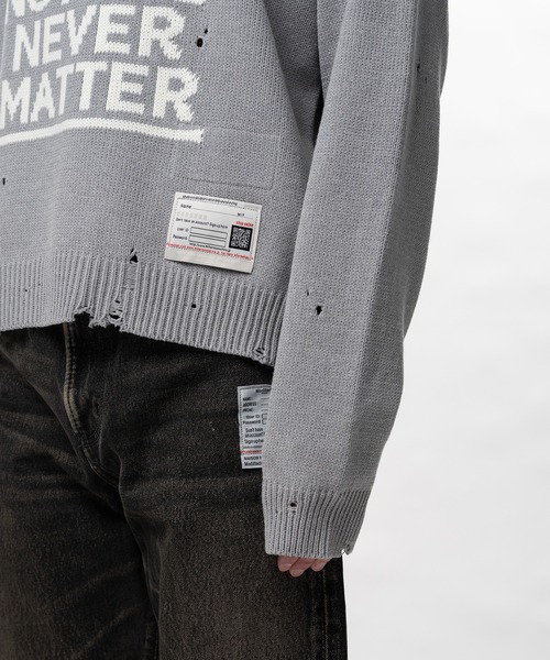 セーター ニット Message Jacquard Knit Sweater メンズの画像