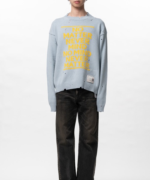 セーター ニット Message Jacquard Knit Sweater メンズの画像