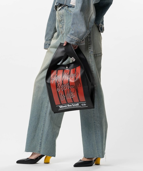 ショルダーバッグ Cat Print Leather Shopping Bag メンズの画像