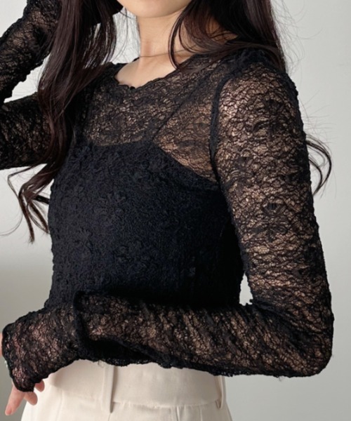 CLEA tシャツ 総レースシアー長袖トップス レディース : ZOZOTOWN