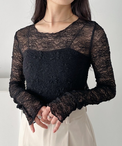 CLEA tシャツ 総レースシアー長袖トップス レディース : ZOZOTOWN