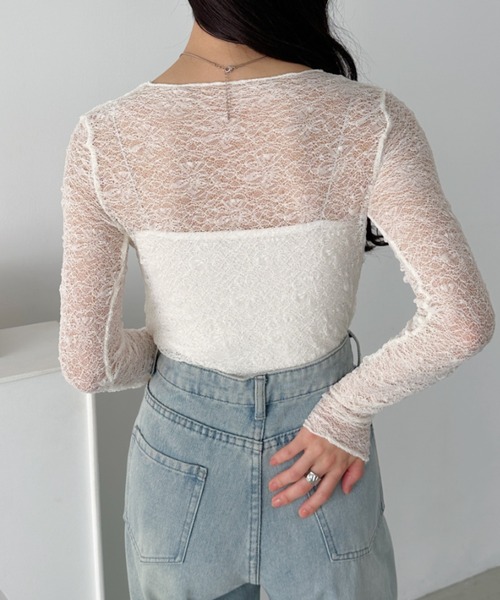 CLEA tシャツ 総レースシアー長袖トップス レディース : ZOZOTOWN