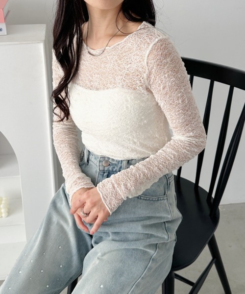 CLEA tシャツ 総レースシアー長袖トップス レディース : ZOZOTOWN