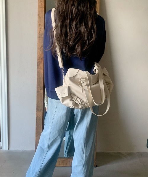 lilful ショルダーバッグ バッグ 2WAY サイドスタッズ ダブルベルト 大