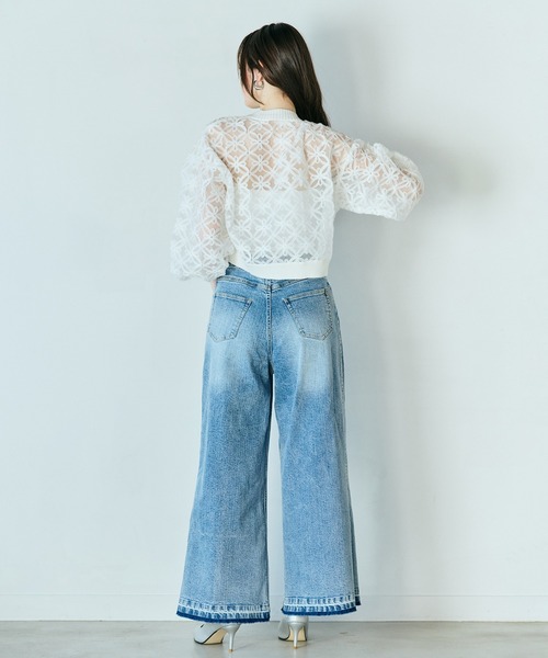 カーディガン フラワー立体刺繍ブラウスカーディガン レディースの画像