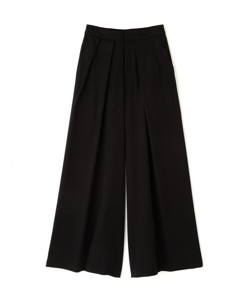 ワイドパンツ パンツ タックプリーツフレアパンツ レディースの画像