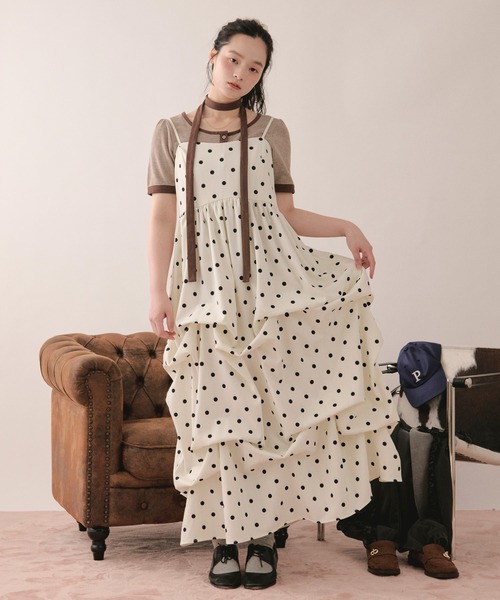 ワンピース tuck volume cami onepiece / タックボリュームキャミワンピースの画像