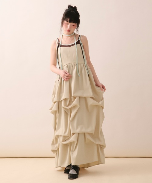 ワンピース tuck volume cami onepiece / タックボリュームキャミワンピースの画像